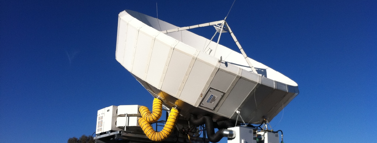 Large satellite earth station antenna installed on a steel mount