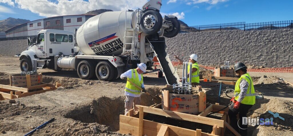 Concrete pour for antenna foundations at a LEO gateway site
