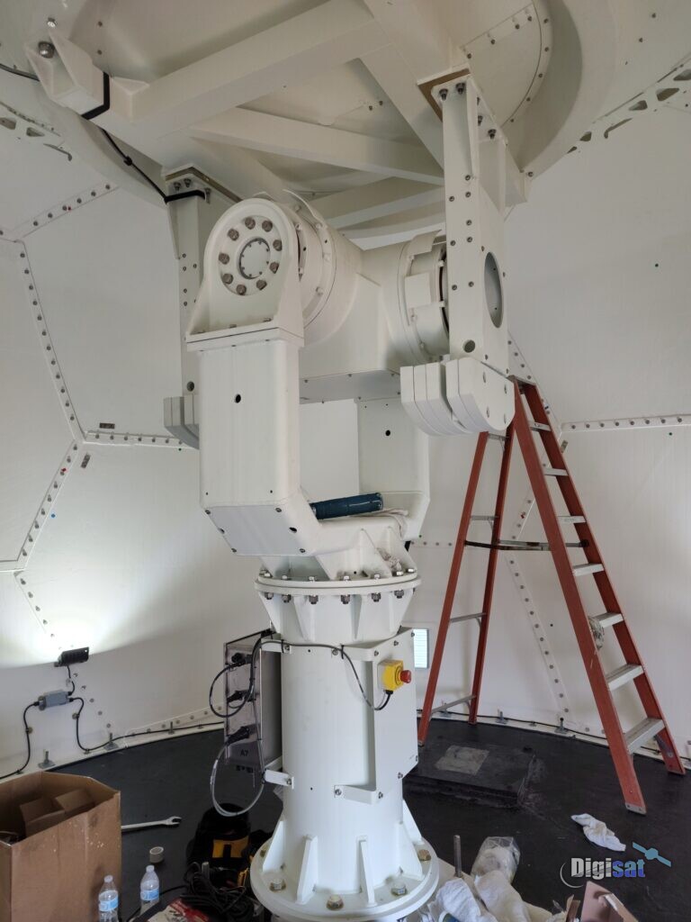 Antenna positioner being installed inside a radome